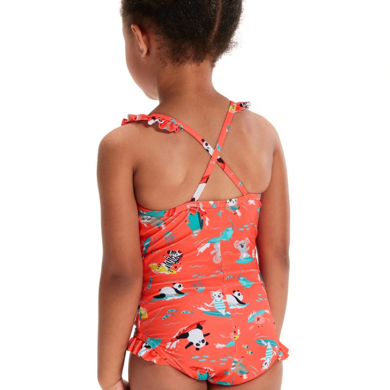 בגד ים שלם לפעוטת Girls Digital Frill Thinstraps Swimsuit Speedo