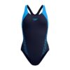 בגד ים שחייה לנשים של Speedo בצבע כחול ושחור, עיצוב תחרותי.