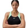 בגד ים שחייה לנשים של Speedo בצבע שחור ומנטה, עיצוב נוח ואו.