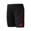 מכנסי שחייה של Speedo בצבע שחור עם עיצוב גיאומטרי צבעוני.